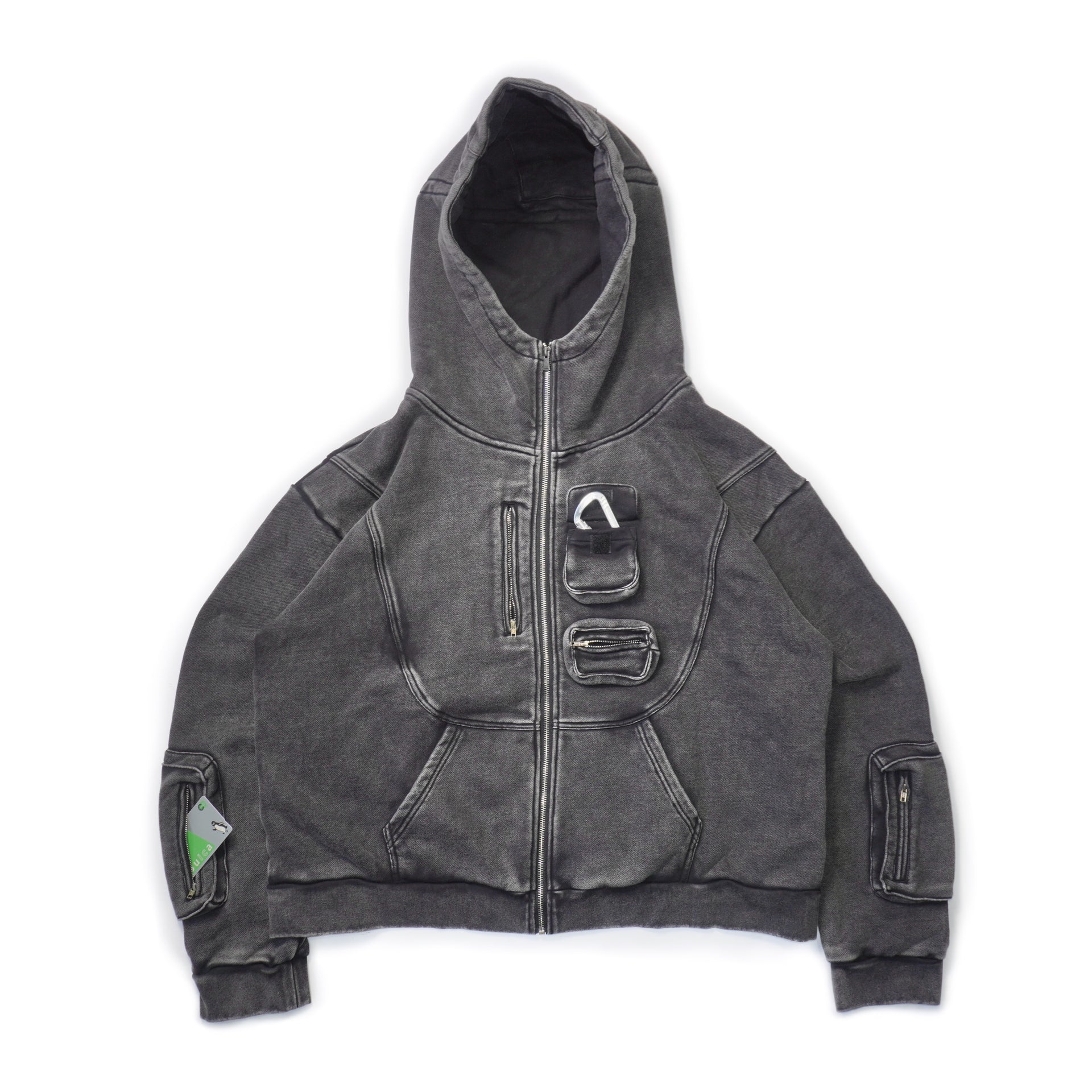 OBJECT DYED CARGO ADJUSTER HOODIE (GREY)