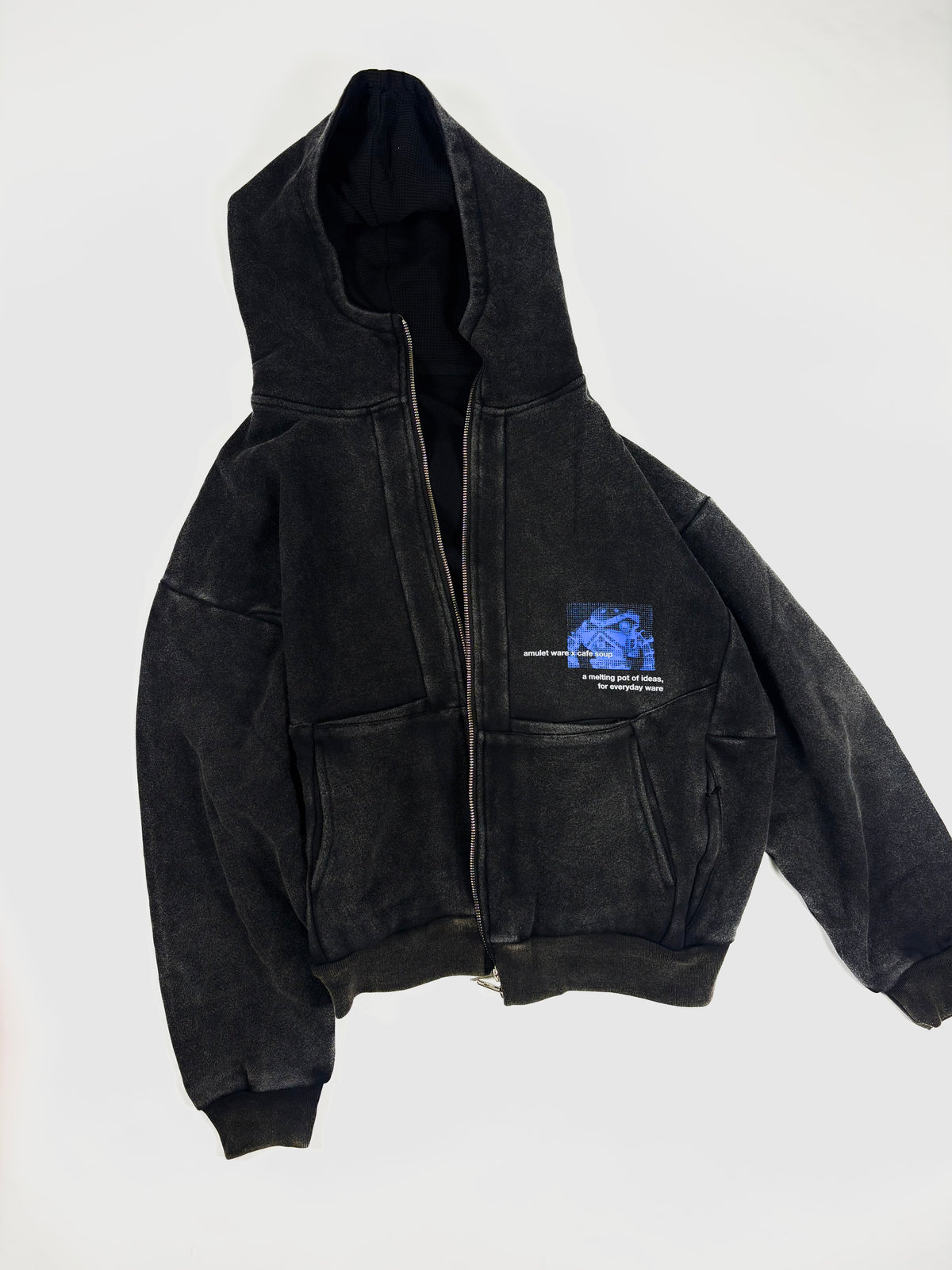 CAFE SOUP x AMULET PANEL BLOCK HOODIE (BLACK)