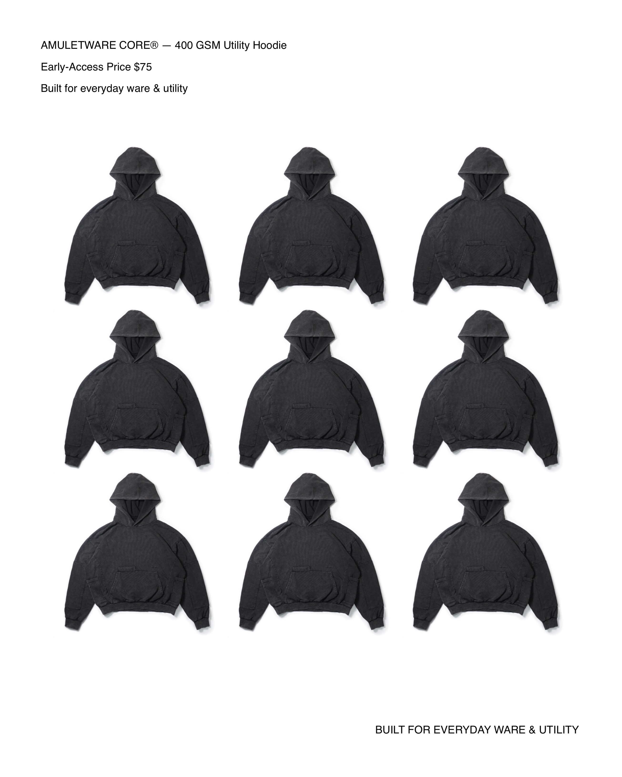 CORE HOODIE 400GSM (BLACK)