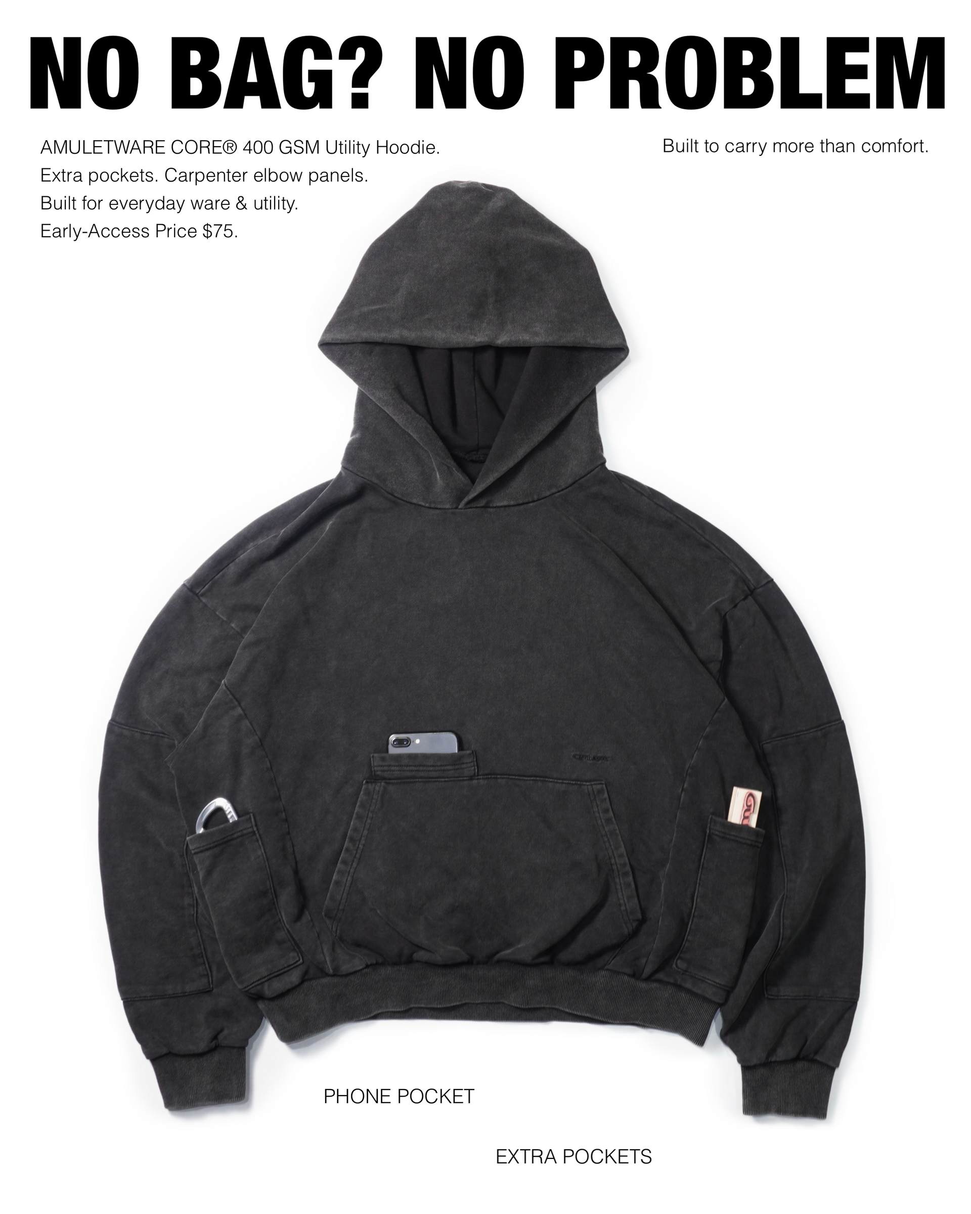 CORE HOODIE 400GSM (BLACK)